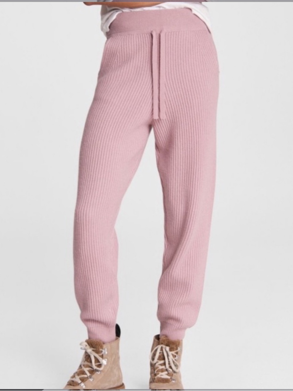 Rag & Bone 100% Cashmere Blush Pink Pierce Ribbed Lounge Sweat Pants Size XS